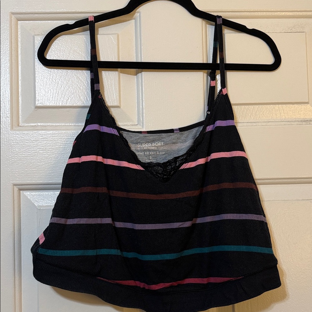 Torrid Striped Lace Trim Cami Top